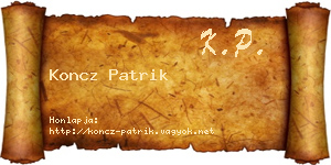 Koncz Patrik névjegykártya